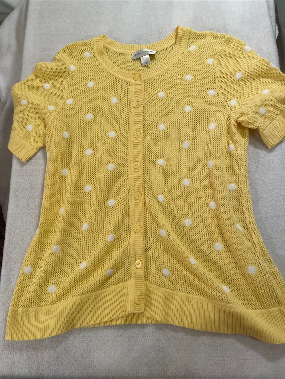 Christopher & Banks Yellow Polka Dot Button-Up Cardigan